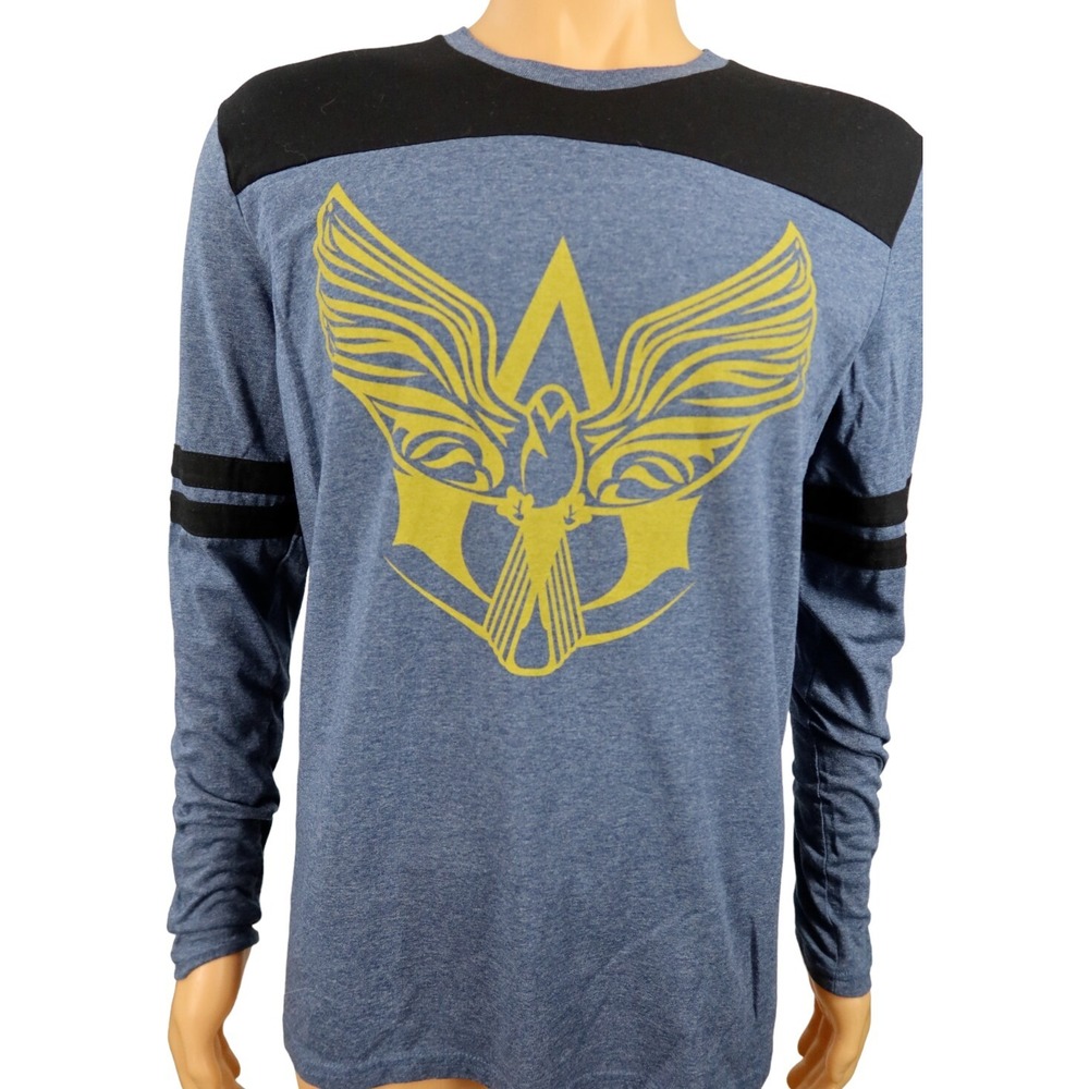 Assassins Creed  T Shirt Size L IV Black‎ Flag Long Sleeve Gray